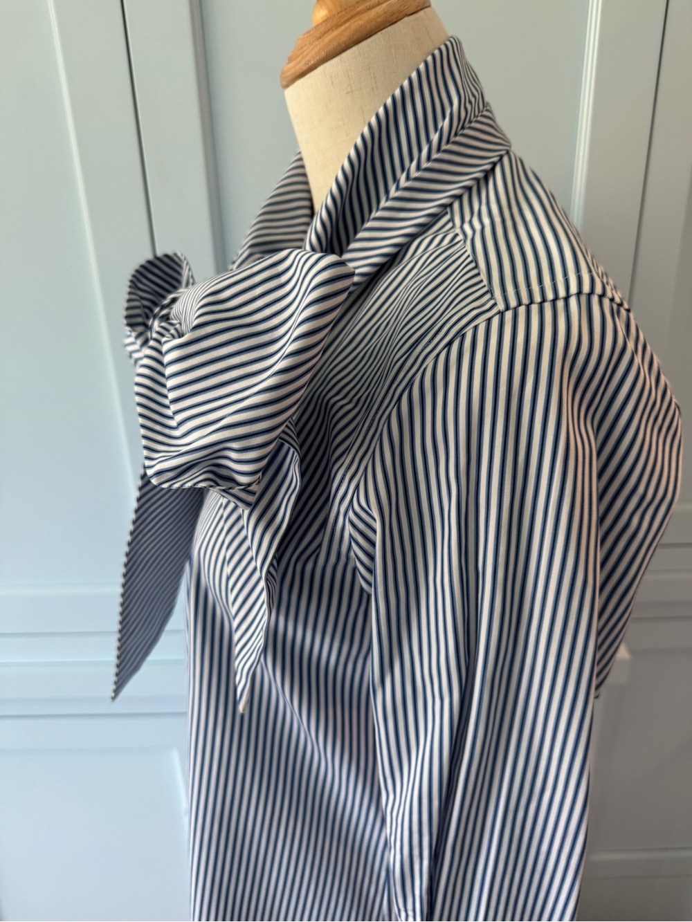 Vintage Ralph Lauren Sport Blue and White Striped Shirt with bow embellishment - Picture 4 of 7